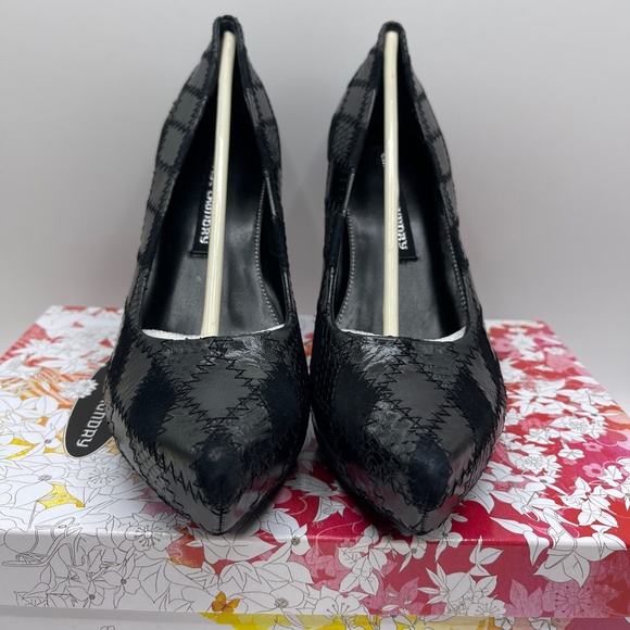 Chinese Laundry Ready Patchwork Heels Black 5.5 6 6.5 7 7.7 8 8.5 9 10 - Picture 3 of 9
